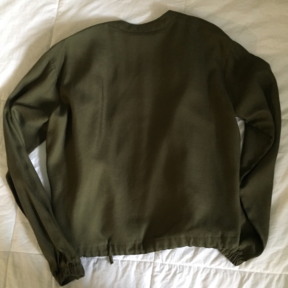 Olive Green Bomber Zip up Jacket - Picture 8 of 8